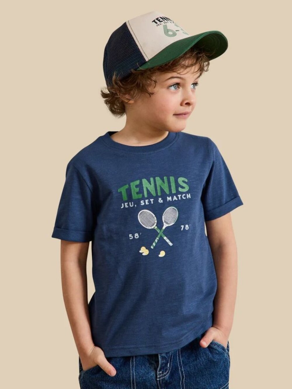 Cyrillus Boys French Tennis Tee, Size 6